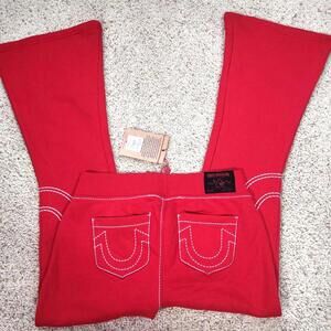 NEW True Religion Pull-On Flare Jeans Red Anniversary Small